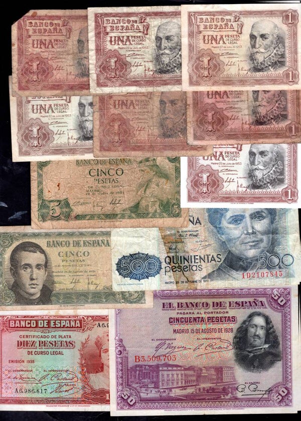 Spain. Job lot of 39 Banknotes.   DY18912