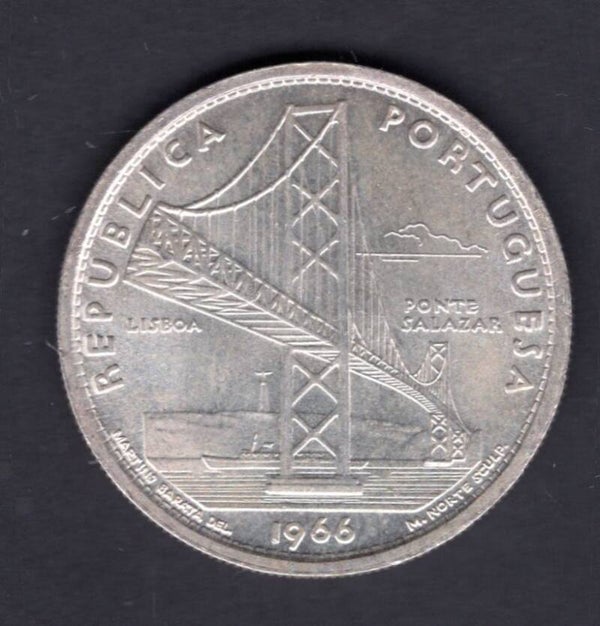 Portugal. Salazar Bridge Silver 20 Escudo 1966.   DY18933