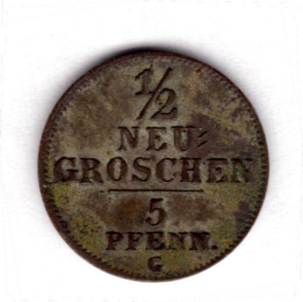 Saxony. 1/2 Neu Groschen/5 Pfennig 1843G.   DY18940