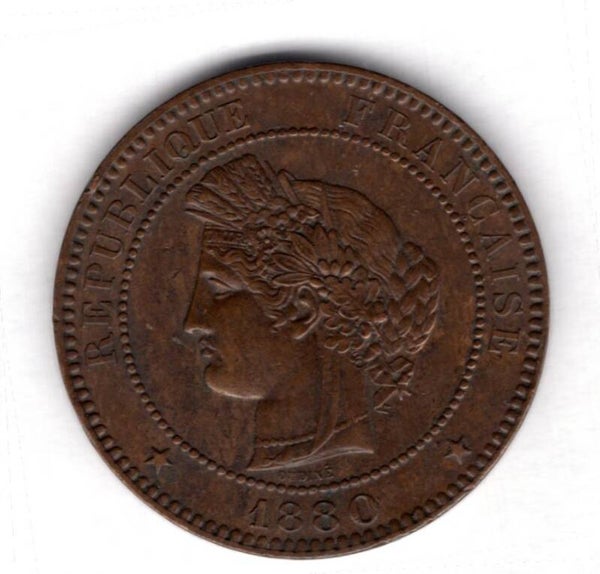 France. 10 Centimes 1880A. Paris.   DY18941