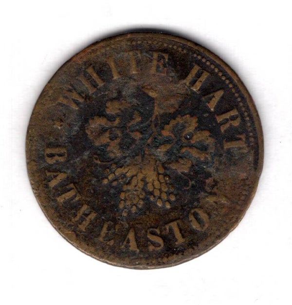 White Hart, Batheaston Somerset. Pub Token 1d. 19th Century.   DY18983