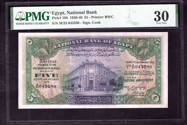 Egypt. 5 Pounds 1936. M/33 045590. "30 Very Fine".    DY19053