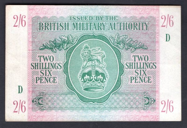 GB Military, British Military Authority, 2/6d (1943). D = Libya.  Crisp GVF.DY19085