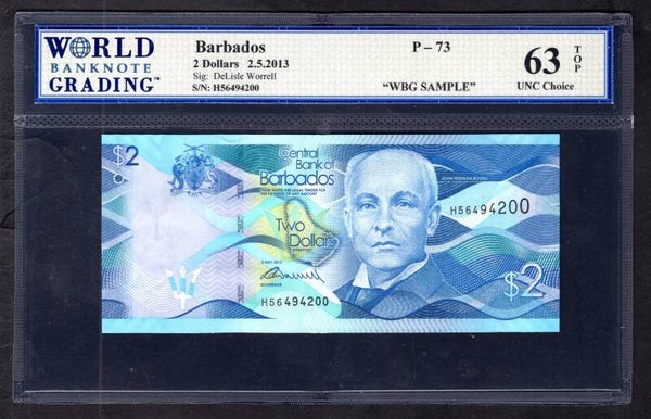 Barbados, $2 2013, H56494200 "63 UNC Choice".   DY19104
