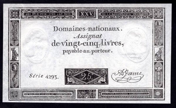 France. 25 Livres 1793, series 4293. AU+.   DY19112