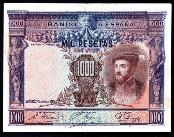 Spain. 1,000 Pesetas 1-7-1925. 4,675,628. VF-EF.   DY19151