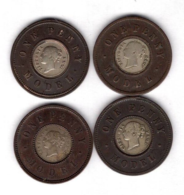 Great Britain. 4 x 1d Toy Money 19th Century.   DY19164