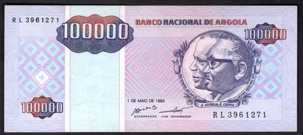 Angola. 100,000 Kwanzas. 1-5-1995 RL 3961271. GEF.   DY19242