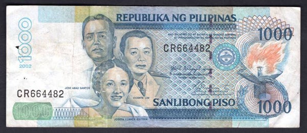 Philippines. 1,000 Pesos 2002. CR664482. Fine.   DY19248