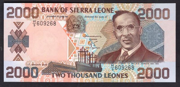 Sierra Leone. 2,000 Leones 1-1-2000, H/9 609268. AU-UNC.   DY19287