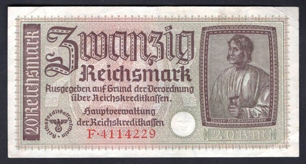 Germany. Occupied Territories 20 RMK (1942). F4114229. Crisp GVF.    DY19327
