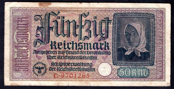 Germany. Occupied Territories 50 RMK (1942). Fine.    DY19329