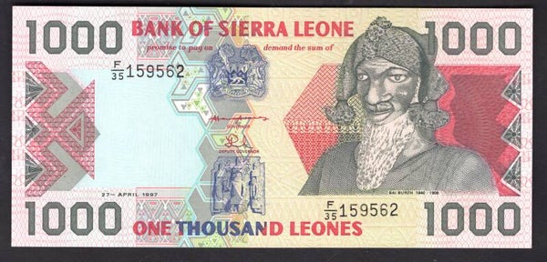 Sierra Leone. 1,000 Leones 27-4-1997. F/35 159562.  UNC.   DY19333