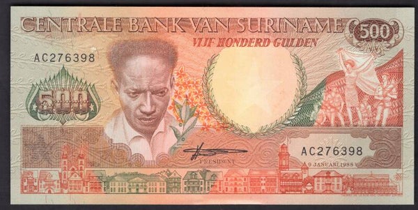Suriname. 500 Gulden 9-1-1988. AC276398. AU.   DY19358