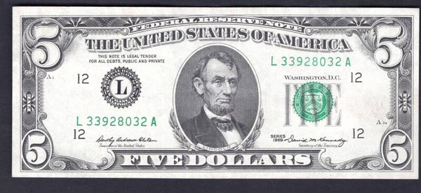 USA. Federal Reserve $5, San Francisco series 1969 (1969-70). DY19412
