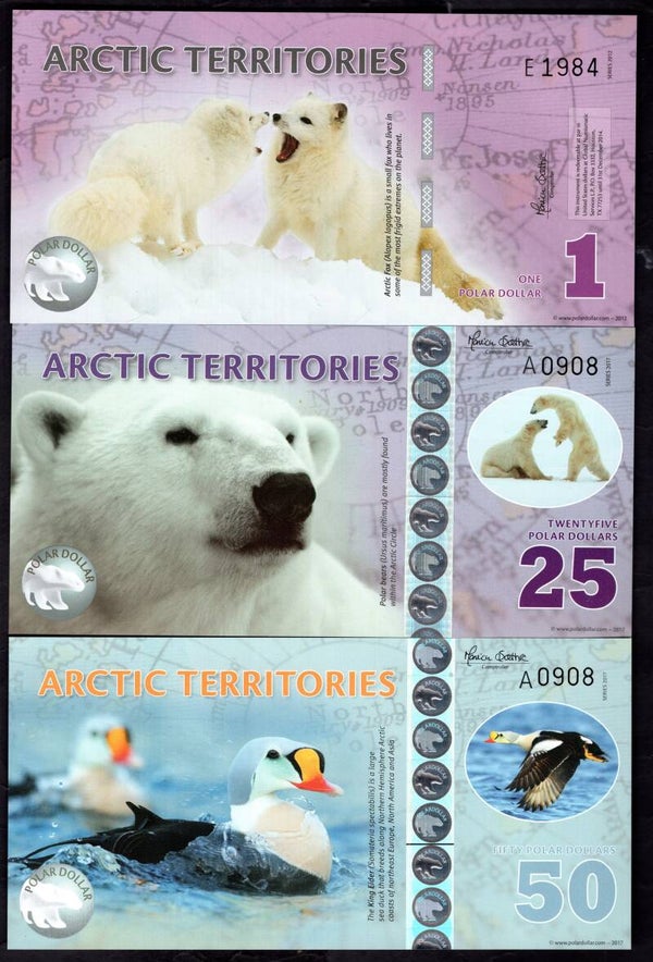 Arctic Territories, Six notes, mainly matching numbers.   DY19430