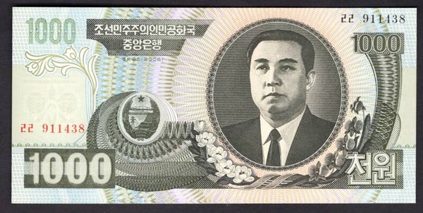 North Korea, 1,000 Won 2006, 911438. UNC.  DY19461