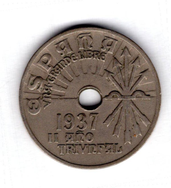 Spain. 25 Centimos 1937.   DY19476