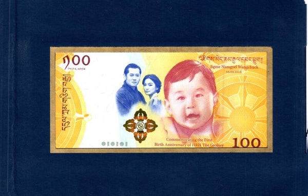 Bhutan. Royal Baby, 100 Ngultrum 2016 in folder.   DY19498.