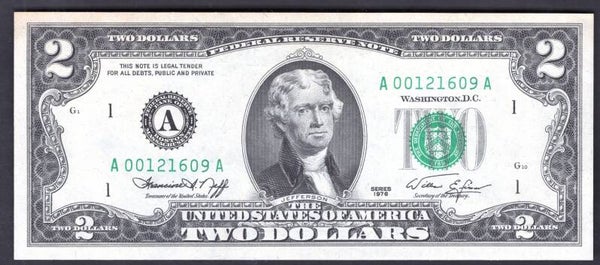 USA. $2 Boston, series 1976, A00121609A. AU.   DY19538