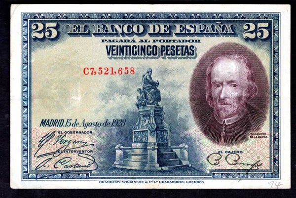 Spain. 25 Pesetas 1928. C7,521,658. Crisp GVF.  DY19545