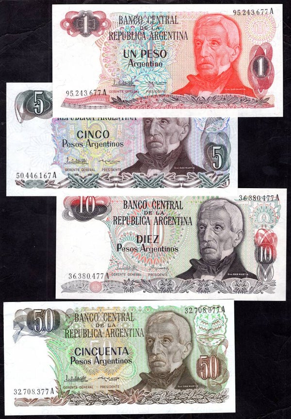 Argentina. Seven Note set (1983-1985).   DY19557