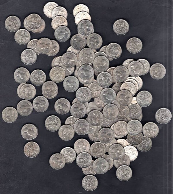 Queen Elizabeth II. 121 x 1967 Sixpences AU or better.