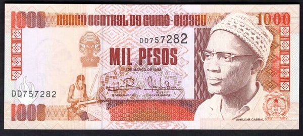 Guinea-Bissau. 1,000 Pesos 1993. DD757282. UNC.   DY19604
