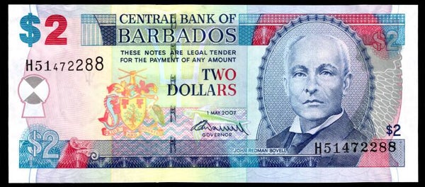 Barbados. Two Dollars 2007, H51 472288. AU.   DY19605