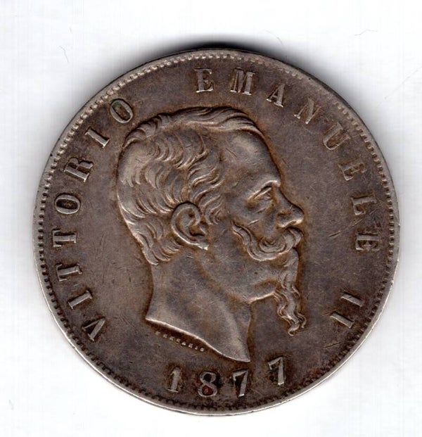 Italy. Five Lire 1877R.   DY19648