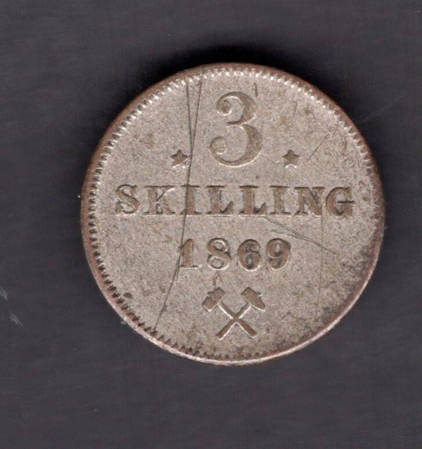 Norway. 3 Skilling 1869. Scratches.   DY19725