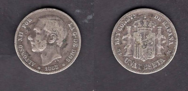Spain. One Peseta 1885.   dy19752