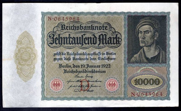 Germany. 10,000 Mark, 1922. Larger version. GVF.  DY19783