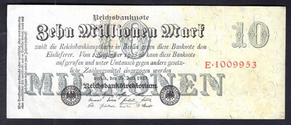 Germany. 10 Million Mark. 1923. GVF.   DY19785p