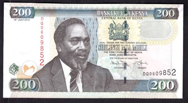 Kenya. 200 Shilling 2010. Crisp GVF.  dy19786