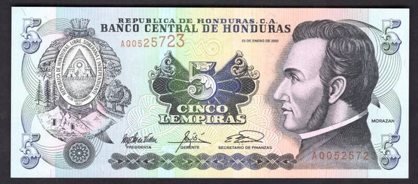 Honduras. 5 Lempiras 2003. UNC.   DY19792B