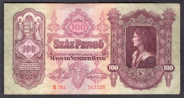 Hungary. 100 Pengo 1930. Crisp VF. DY19815
