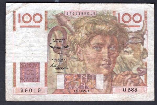 France. 100 Francs 7-1-1954. 1461399019. GF.   DY19860