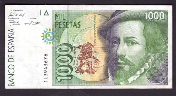 Spain. 1,000 Pesetas 1992, 1L3943676. F-VF.   DY19870