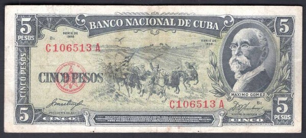 Cuba. Five Pesos 1958. C106513A. NVF.