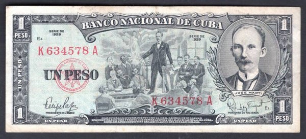 Cuba. Peso 1959 K634578A. Crisp VF DY19877