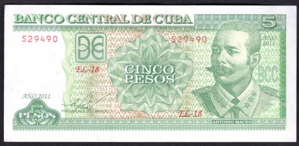 Cuba. Five Pesos 2011. 529490 VF.   DY19880
