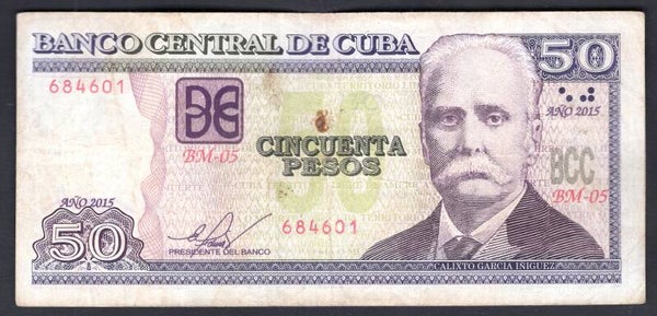 Cuba. 50 Pesos 2015 684601. F-VF.   DY19882