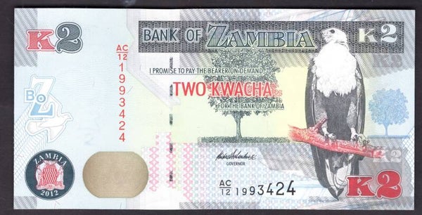 Zambia. Two Kwacha 2012 AC/12 1993424. AU-UNC.  DY19891