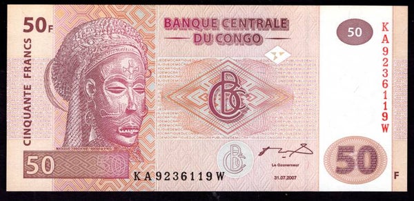 Congo. 50 Francs 2007 KA9236119W. AU-UNC.   DY19904