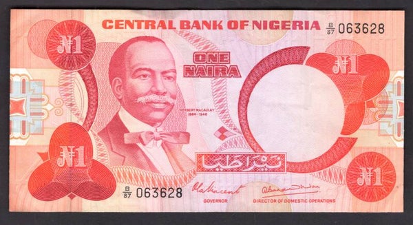 Nigeria. Naira (1979). B/87 063628. Crisp F-VF.    DY19910