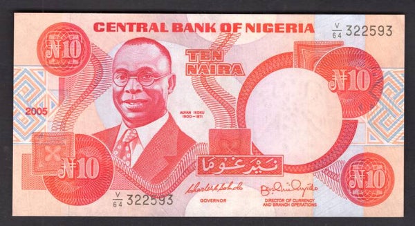 Nigeria. 10 Naira 2005 V/64 322593 AU-UNC.   DY19912