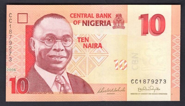 Nigeria. 10 Naira 2006 CC1879273 AU-UNC.  DY19918