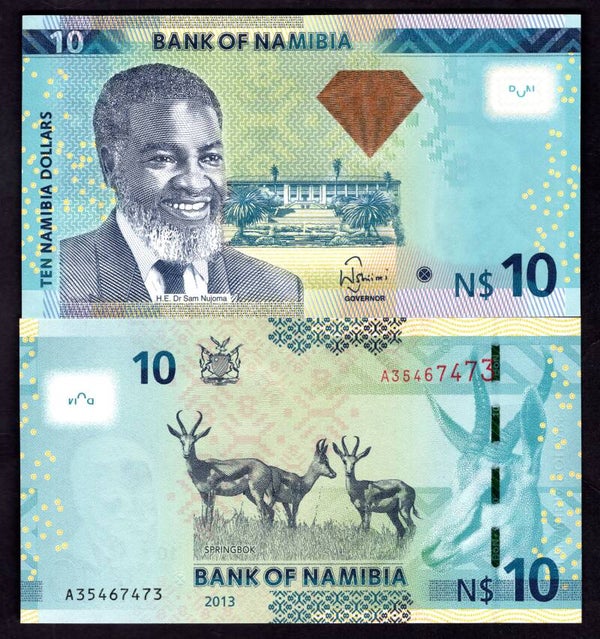 Namibia. 10 Dollars 2013, A3... UNC.   DY19963