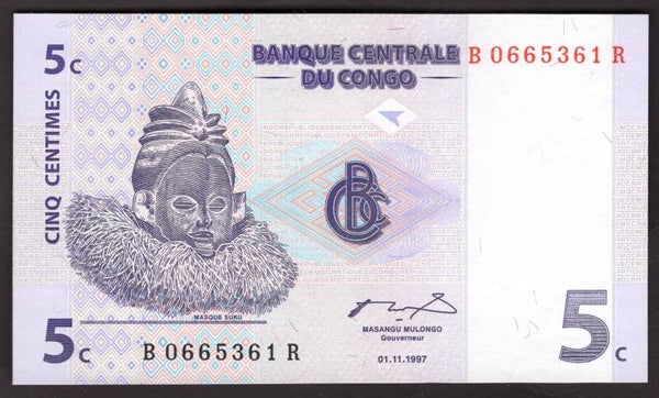 Congo. Five Centimes 1997 B0665361R UNC.   DY19964